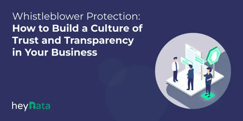 Illustration of people discussing a whistleblower policy, emphasizing trust and transparency in business.